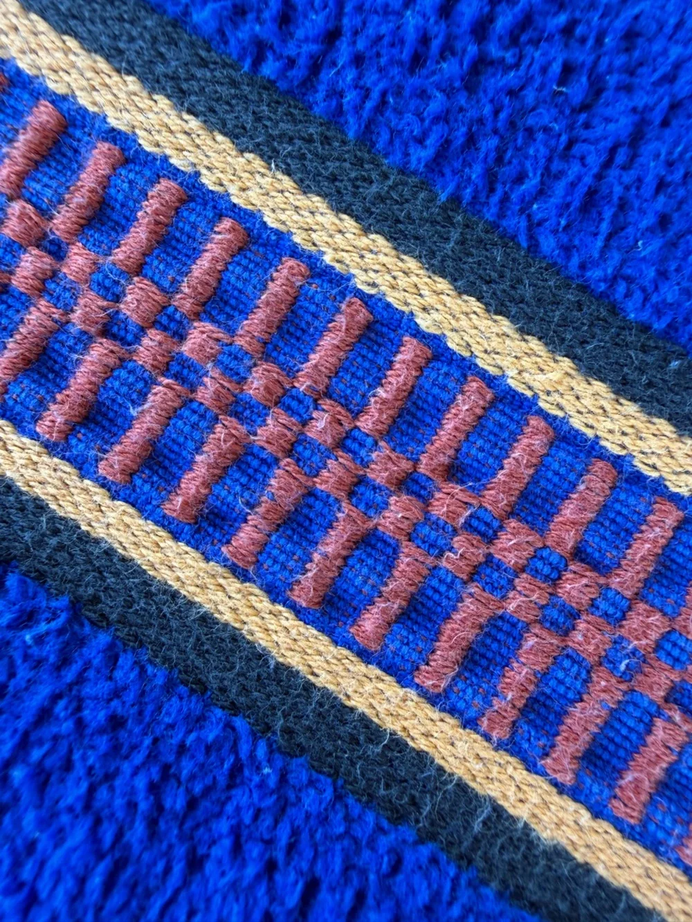 VTG Yves Saint Laurent YSL Bath Towel Bright Blue Embroidered Edge 25x41 France